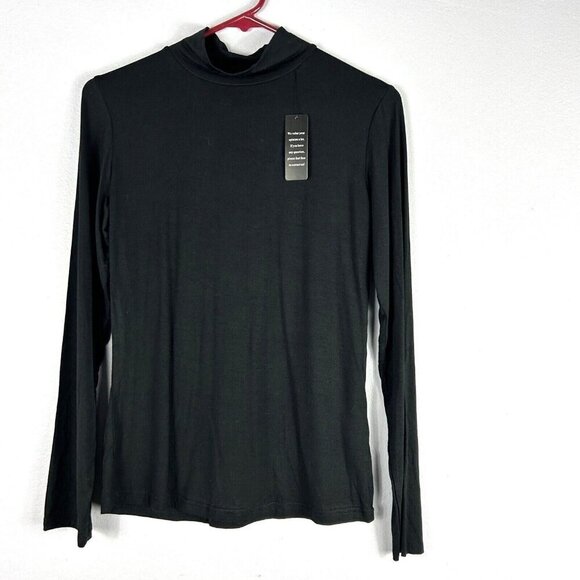 Klotho Black Rayon Spandex Long Sleeve Mock Neck Shirt Womens Size M - Picture 1 of 5